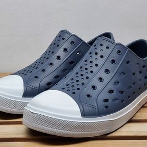 Crane Mens | Blue + White | Slip On Shoes Size 7-8